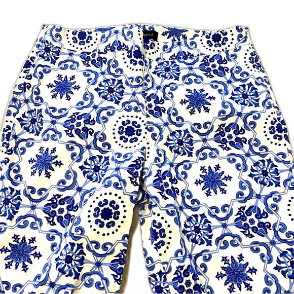 Talbots Heritage size 12 Blue and White Preppy Beach Golf Baroque Capri Pants - Picture 2 of 6